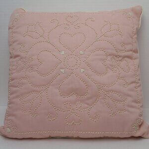 Vintage Candlewick Dusty Rose Pink Hand Embroidered Pillow Approx. 15" x 15"